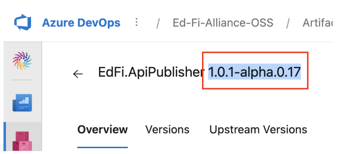 Image of version number in Azure
Arifacts