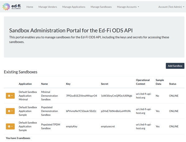 Sandbox Administration Portal